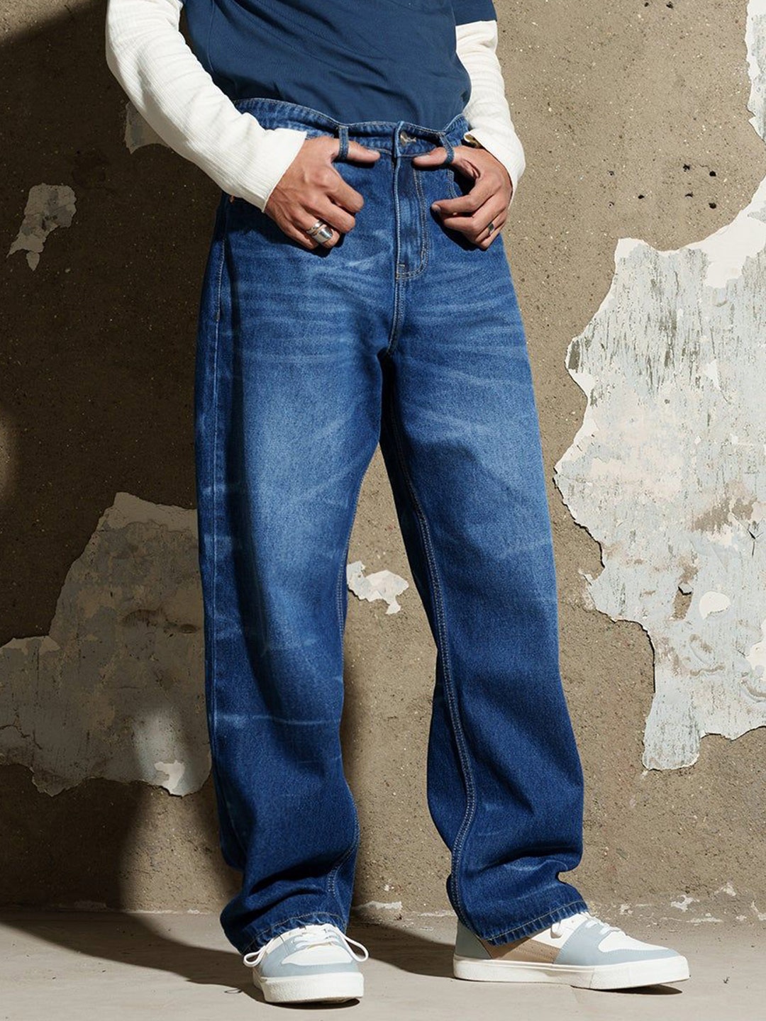 

FREAKINS Whisker Wave Men Straight Jeans, Blue