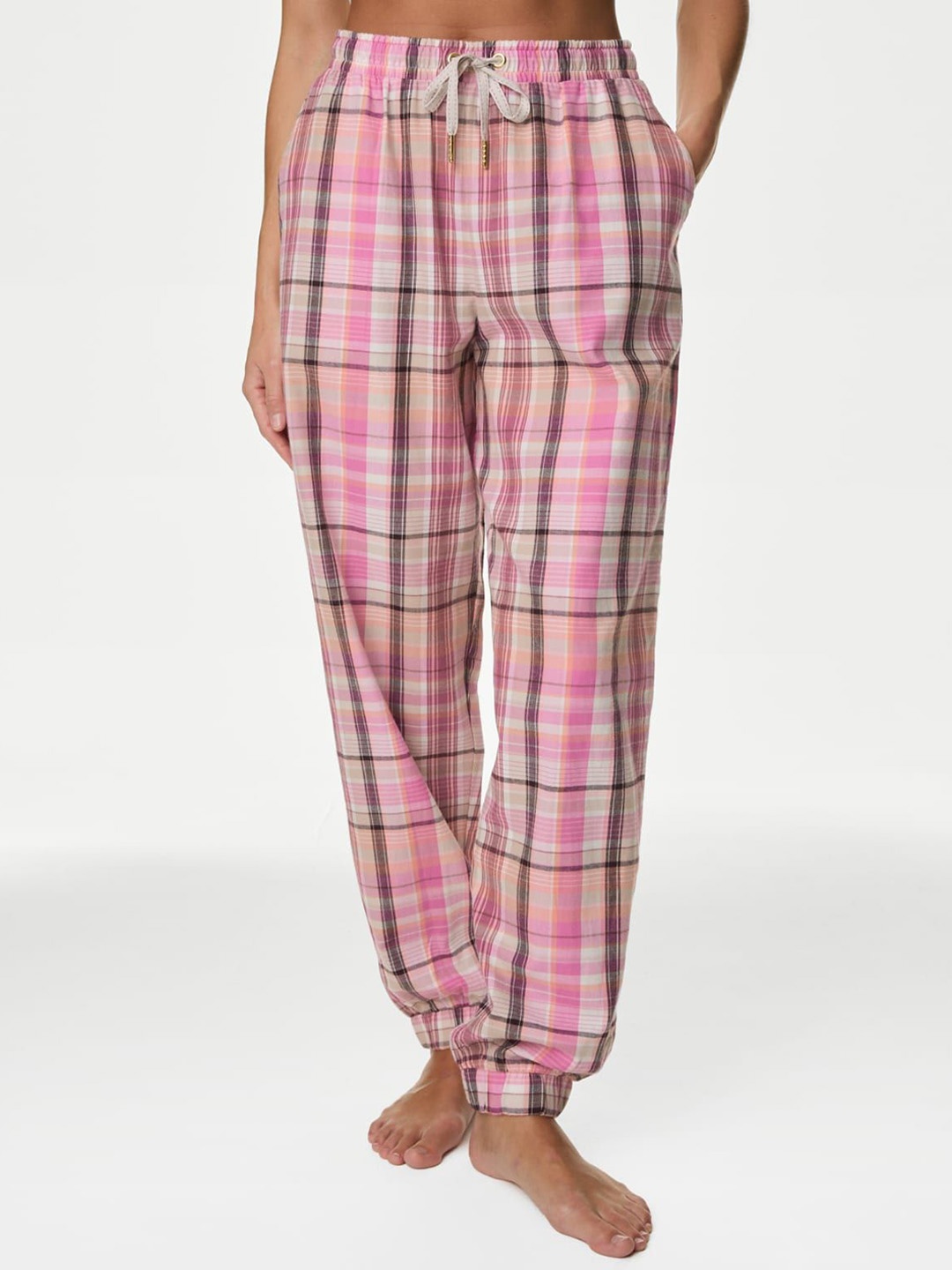 

Marks & Spencer Women Checked Pure Cotton Lounge Pant, Pink