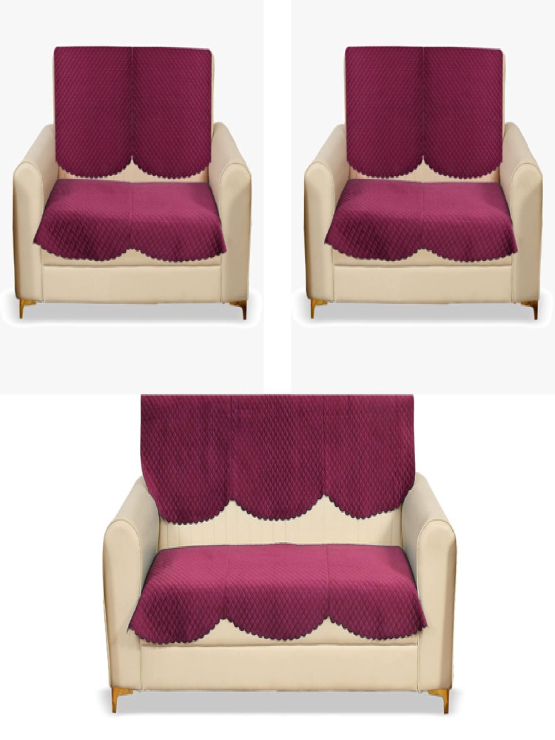 

Fashion Throw Pink 6 Pieces Velvet 7 Seater Sofa Covers