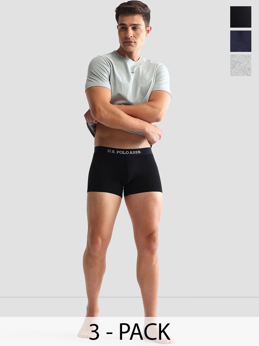 

U.S. Polo Assn. Pack Of 3 Anti-Microbial Underwear Trunks - OET13-ZNG-P3, Black