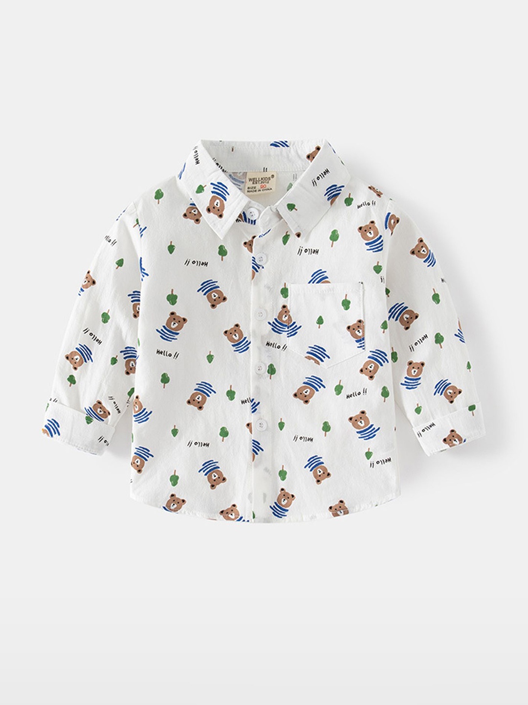 

LULU & SKY Boys Opaque Printed Casual Shirt, White