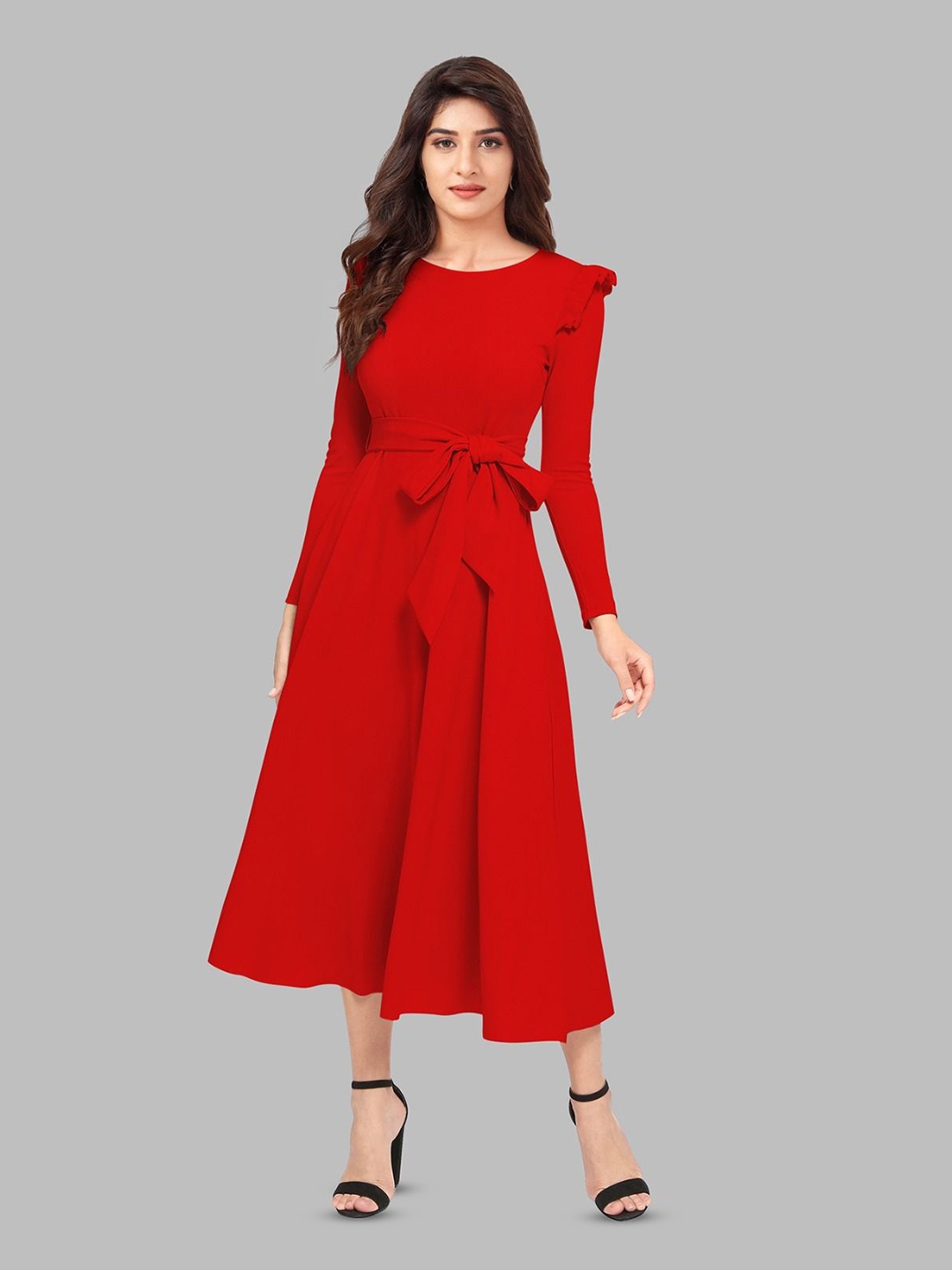 

DHUNKI Fit & Flare Dress, Red