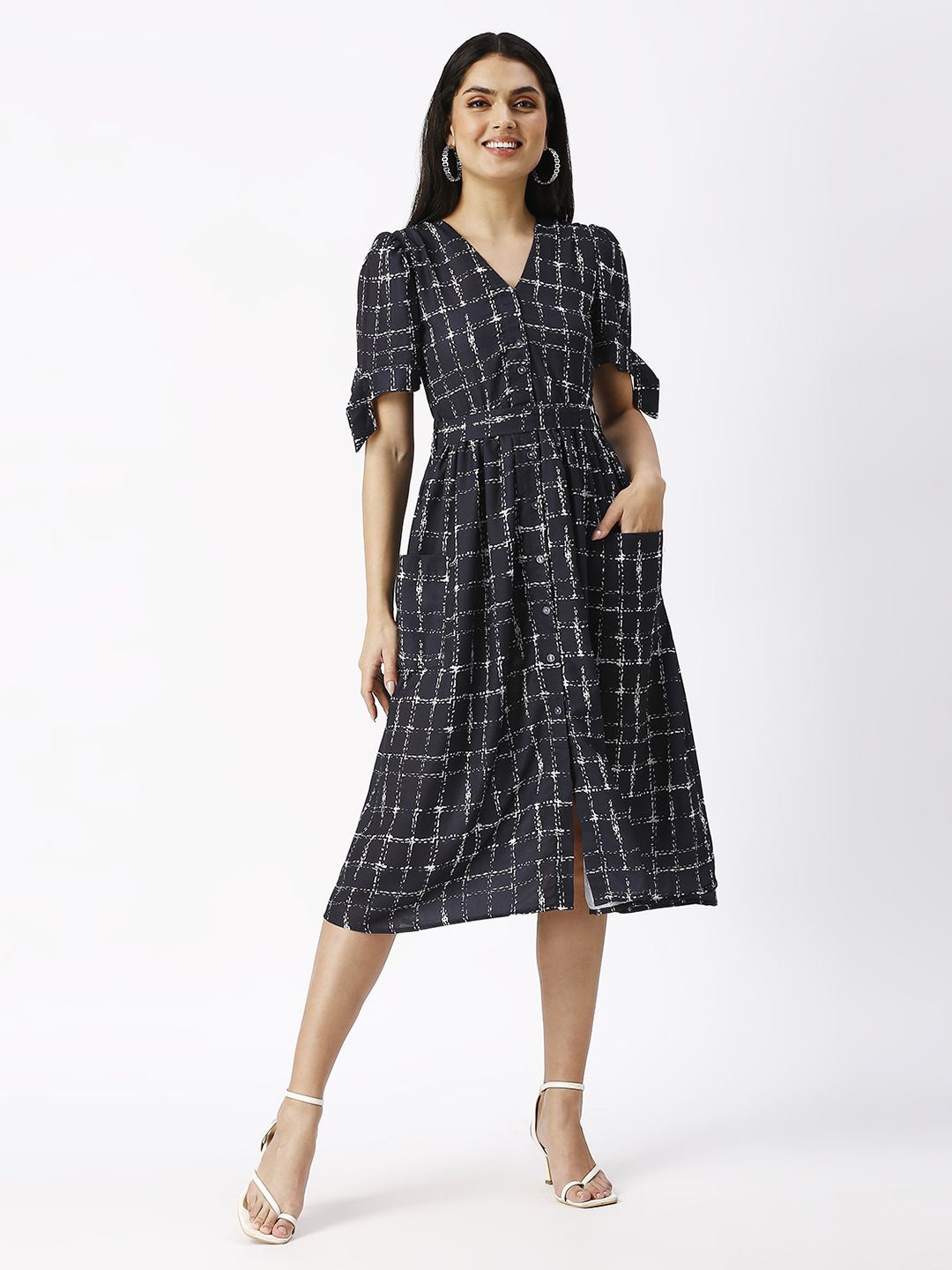 

Noia Print Crepe Shirt Midi Dress, Black