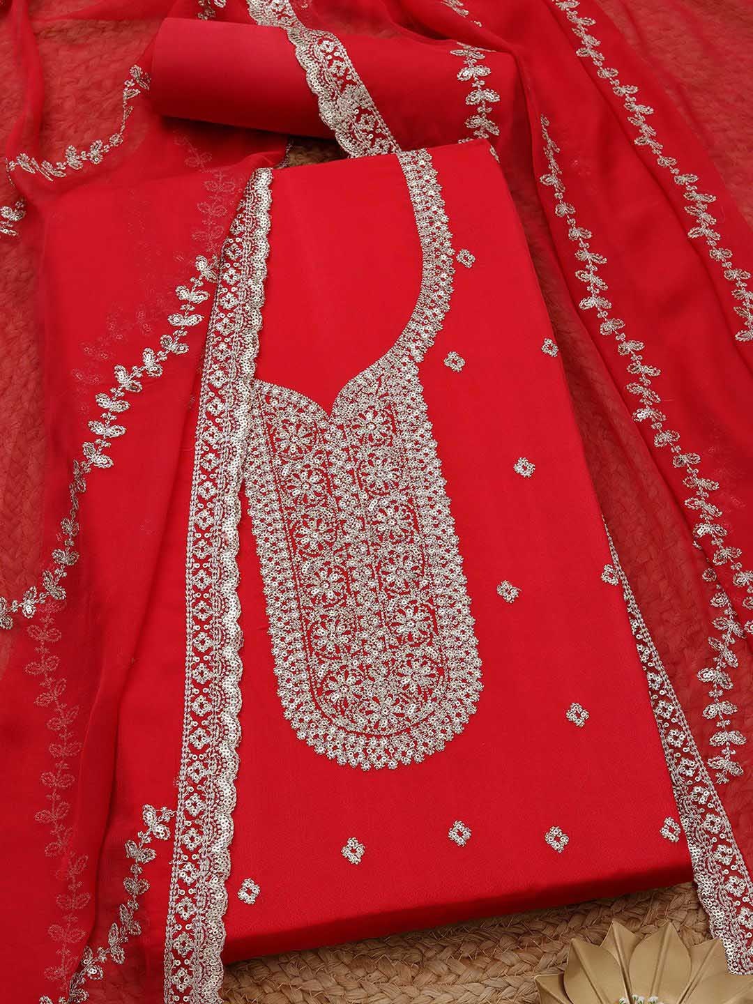 

Soch Floral Embroidered Sequinned Unstitched Dress Material, Fuchsia