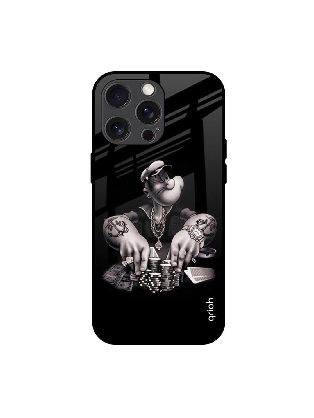 

QRIOH Gambling Problem Printed iPhone 15 Pro Max Back Case, Black
