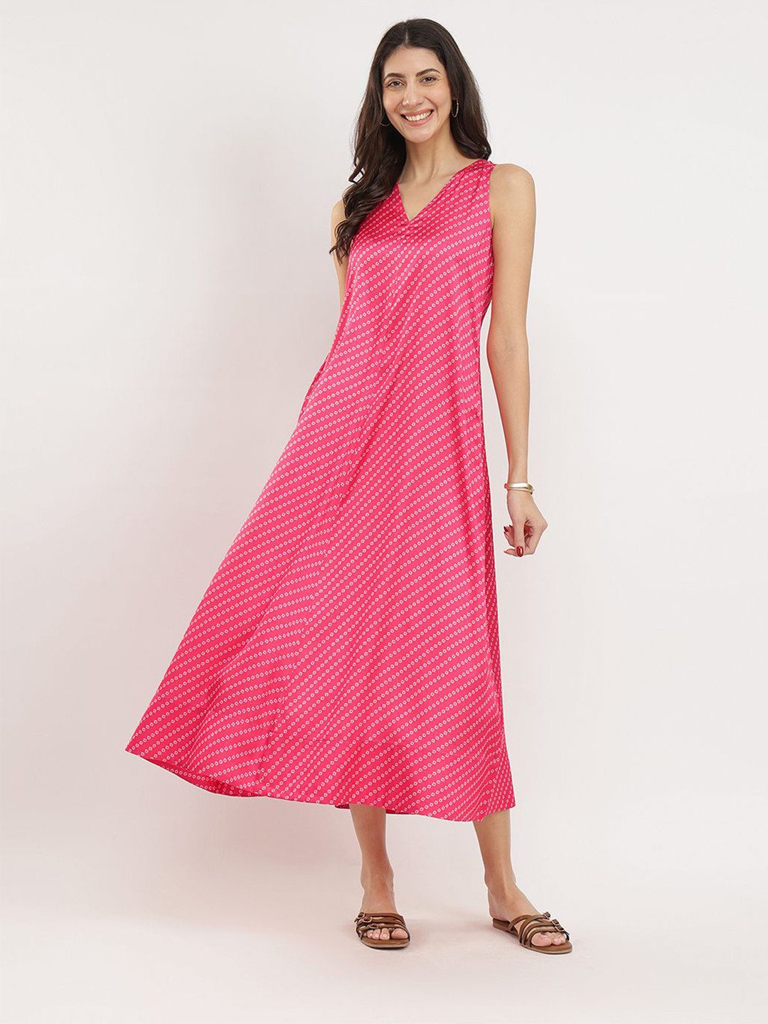 

Pink Fort Women Cotton A-Line Midi Dress, Fuchsia
