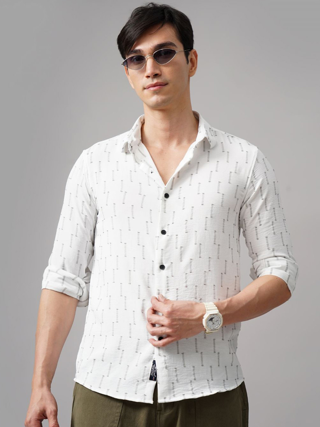 

PAUL STREET Men Standard Slim Fit Opaque Casual Shirt, White