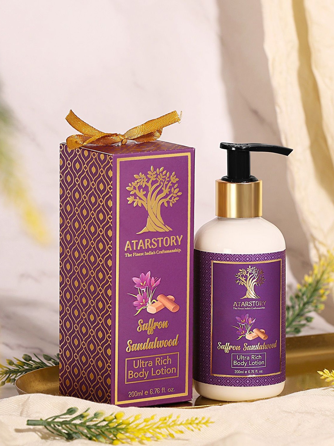 

ATARSTORY Saffron Sandalwood Set Of 2 Ultra Rich Body Lotion For Moisturization 200ml Each, White