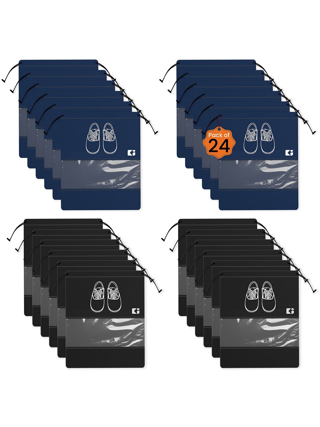 

Kuber Industries Navy Blue & Black 12 Pieces Printed Non-Woven Shoe Cover Bags