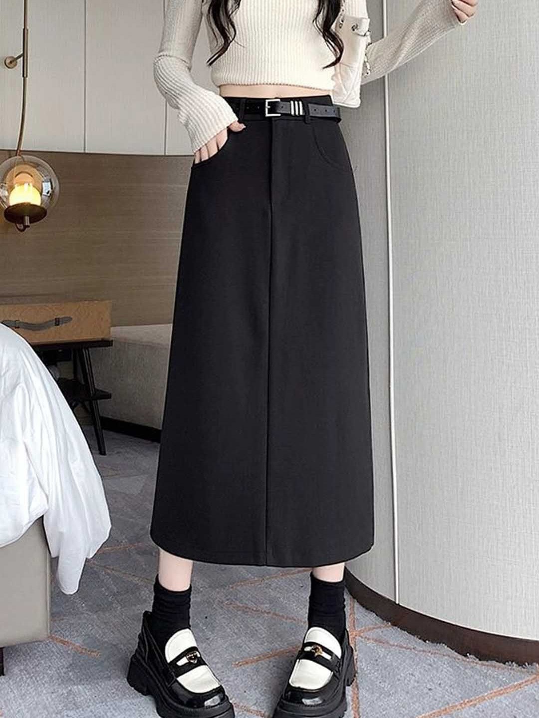 

StyleCast Straight Midi Skirt, Black