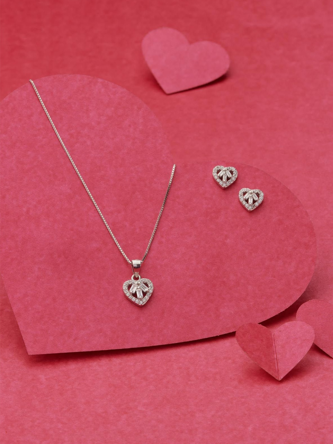 

Gargi by P. N. Gadgil & Sons 925 Sterling Silver Stone-Studded Jewellery Set
