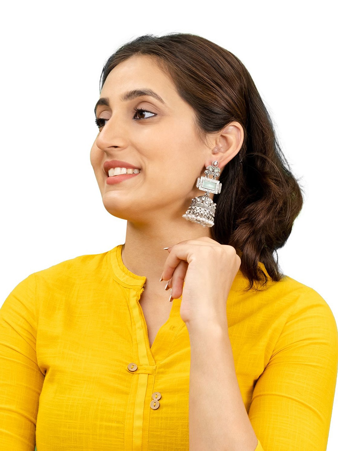 

Shining Jewel - By Shivansh Silver-Plated CZ Studded And Pearls Beaded Drop Earrings