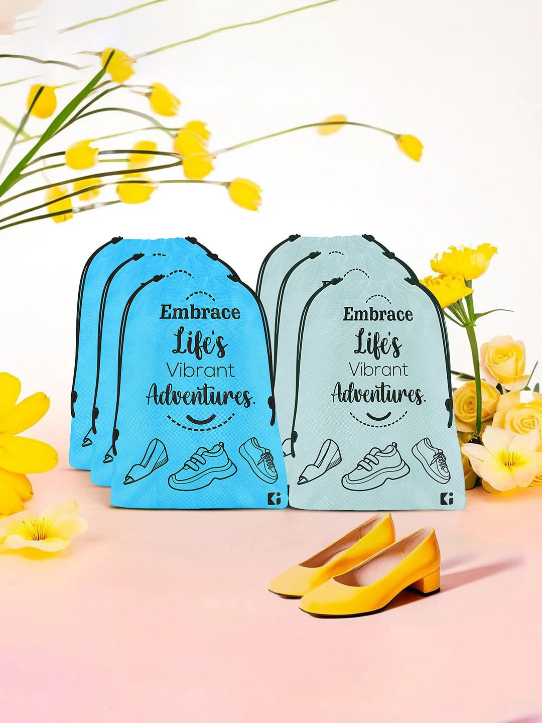 

Kuber Industries Blue 6 Pieces Printed Shoes Organisers