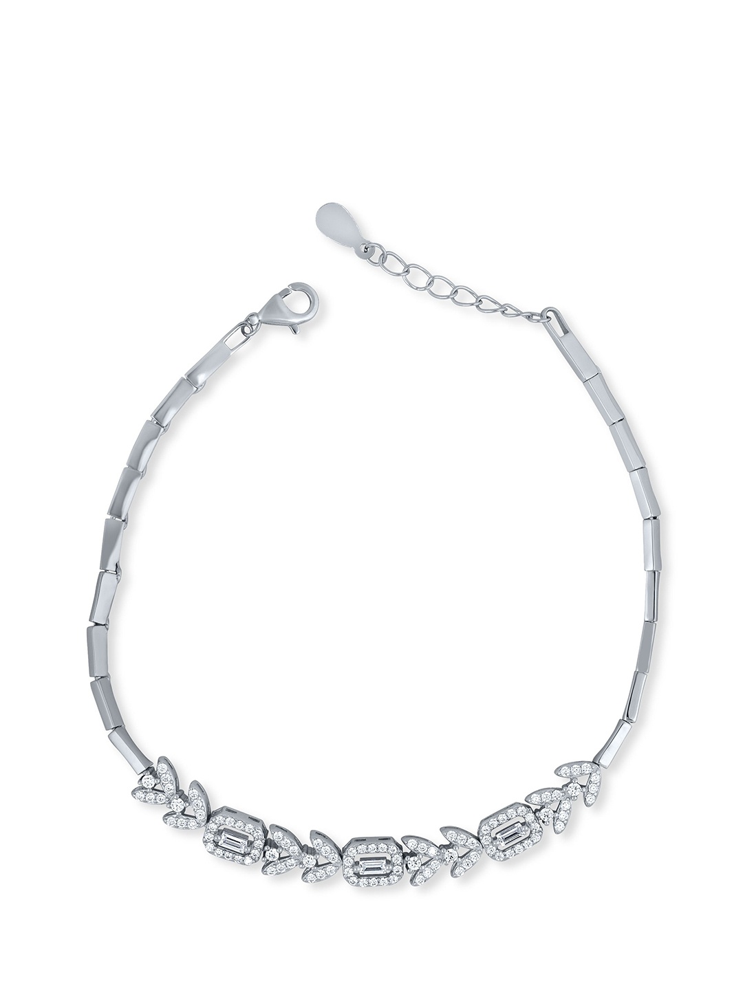 

GLYTERS Women Sterling Silver Rhodium-Plated Wraparound Bracelet