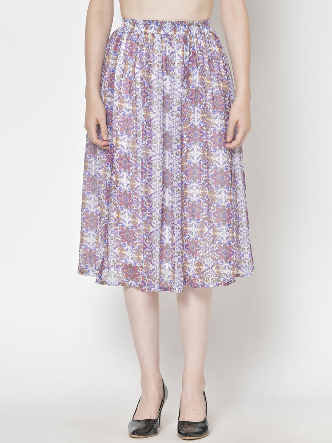 

Moda Rapido Women Flared Knee Length Skirts, White
