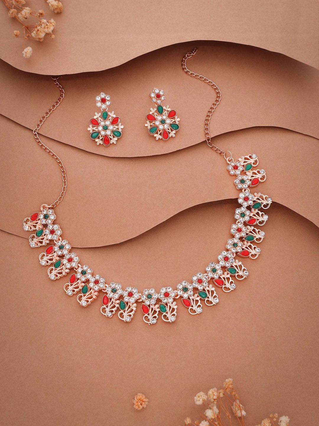 

Lyriss Gold-Plated American Diamond Studded Necklace And Earrings