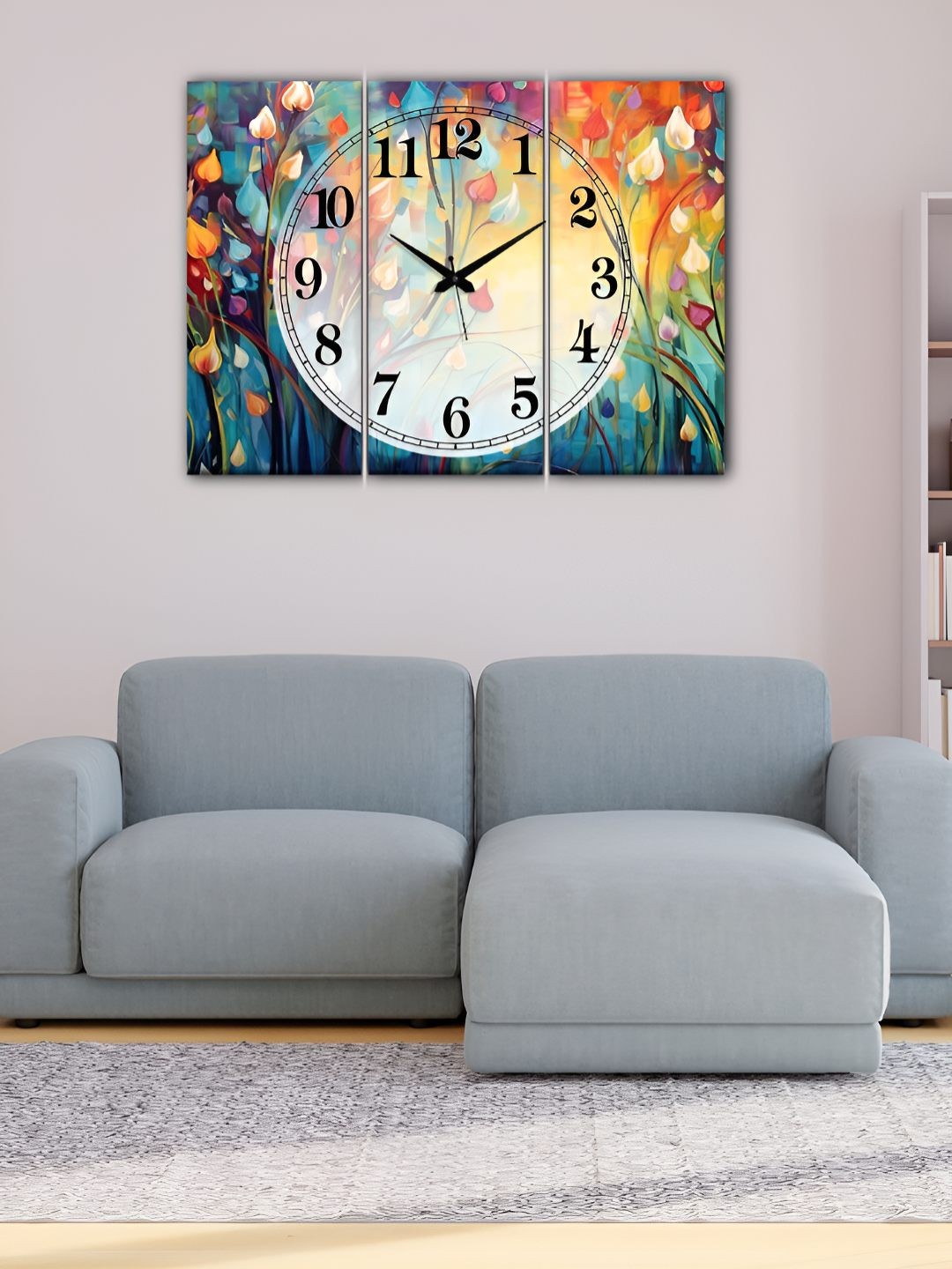 

OLIVE TREE Blue & Orange Printed Vintage Wall Clock