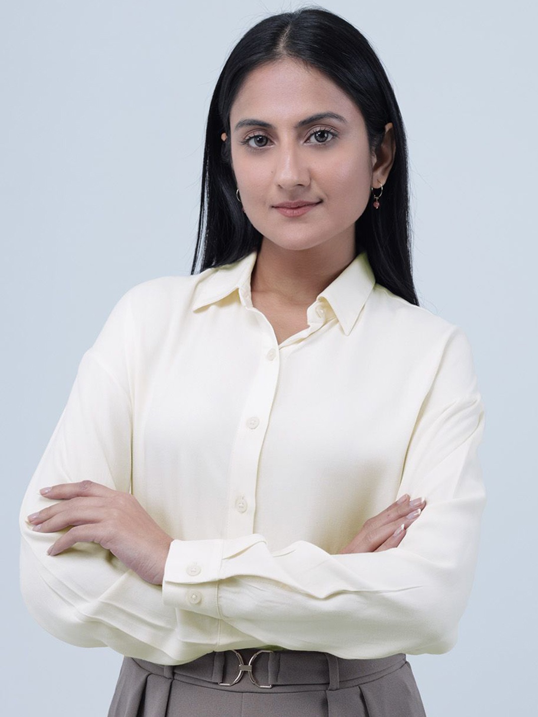 

Strong And Brave Women Standard Opaque Casual Shirt, Beige