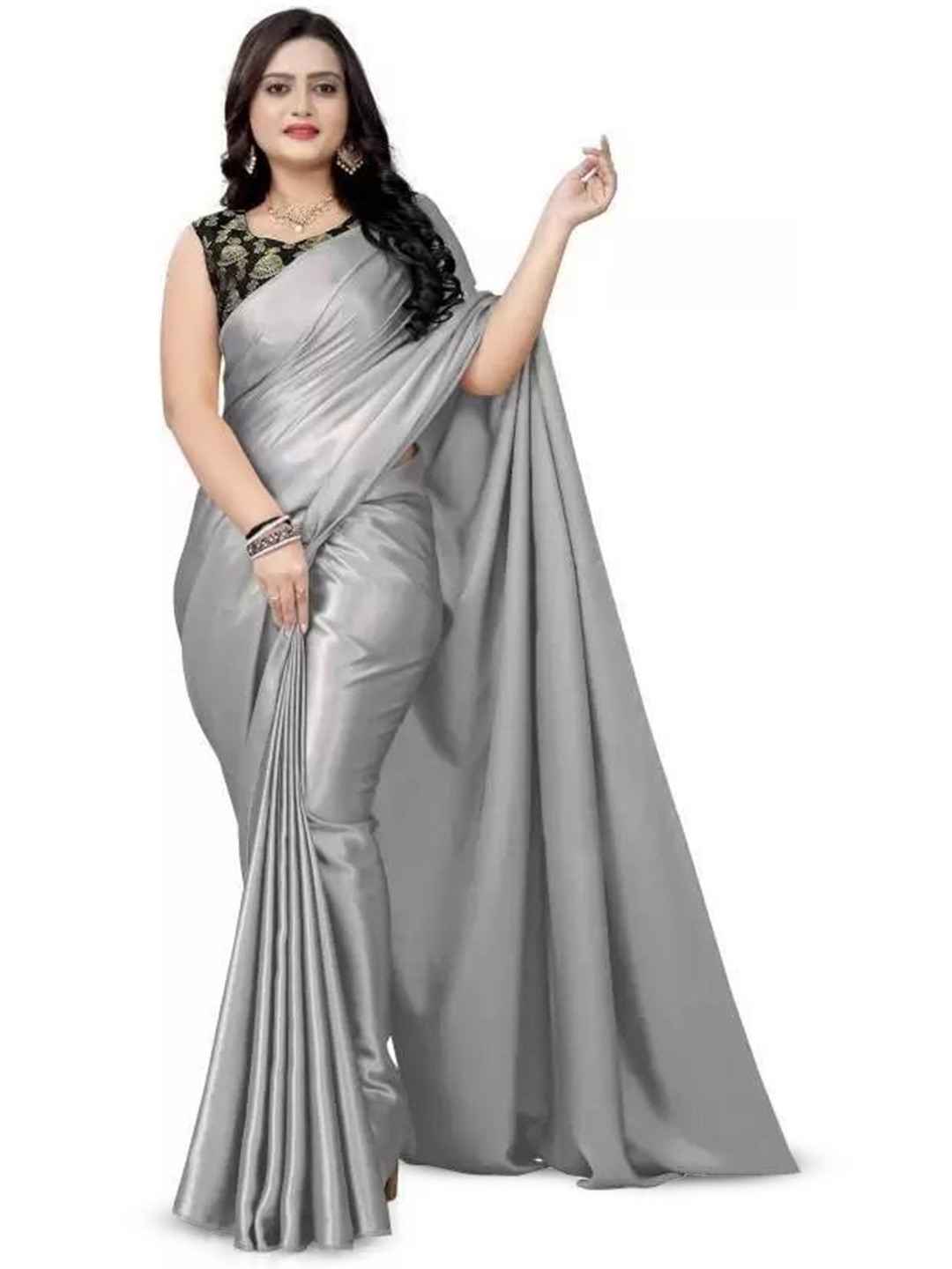 

Florence Satin Saree, Grey