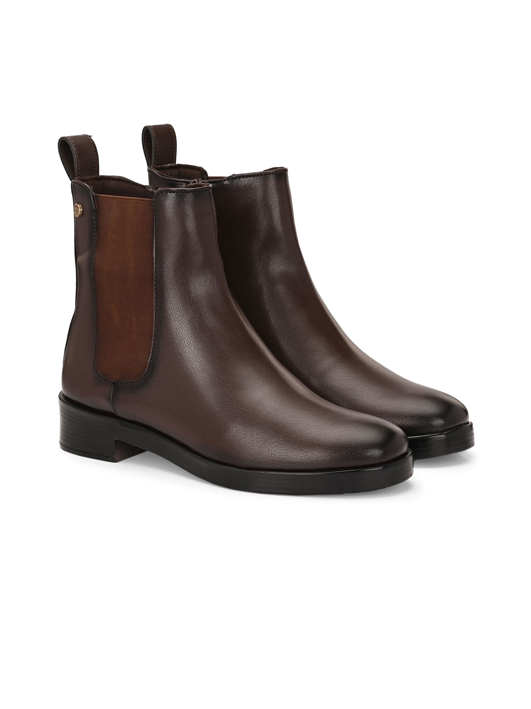 

Delize Women Casual Block-Heeled Chelsea Boots, Brown