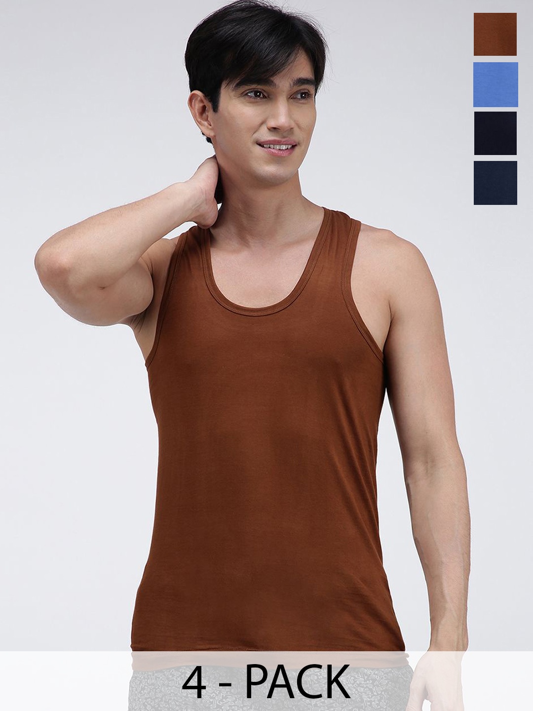 

AMUL COMFY Pack Of 4 Pure Cotton Undershirt Innerwear Vests AC-CVESTRN-SB-LB-NY-AF-XL-4PC, Blue
