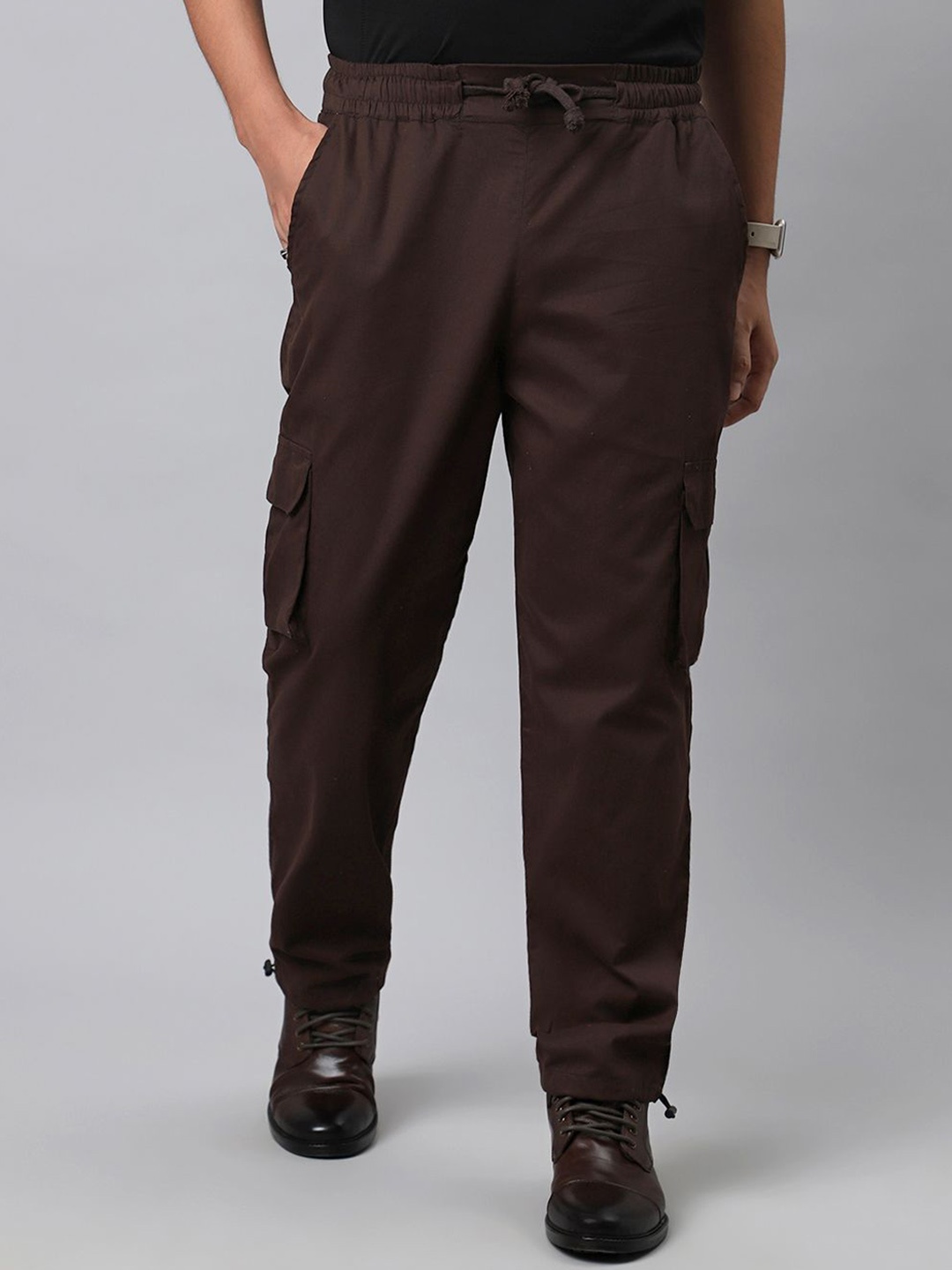 

DRIPCULT Cotton Cargo Trousers, Brown
