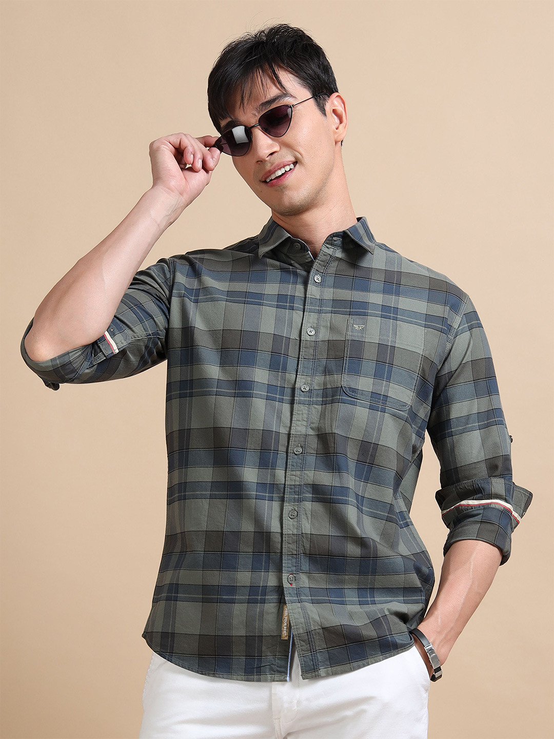 

RIGS AND RAGS Men Standard Tartan Checks Opaque Checked Casual Shirt, Sea green