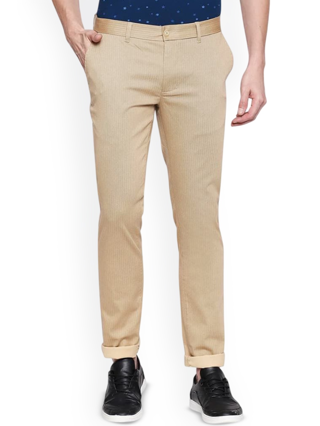 

Basics Men Printed Comfort Trousers, Khaki