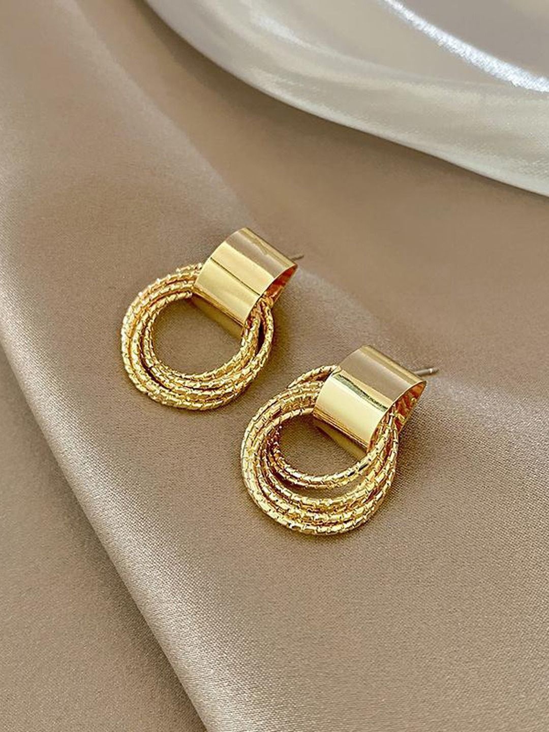 

BEYTER Korean Contemporary Shaped Drop Earrings, Gold