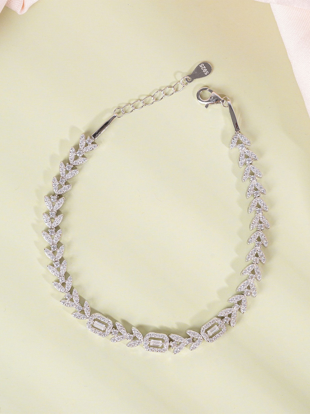 

GLYTERS Women Sterling Silver Rhodium-Plated Link Bracelet