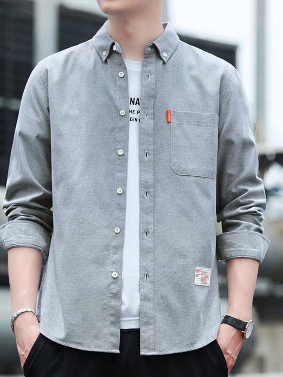 

HERE&NOW Men Opaque Casual Shirt, Grey
