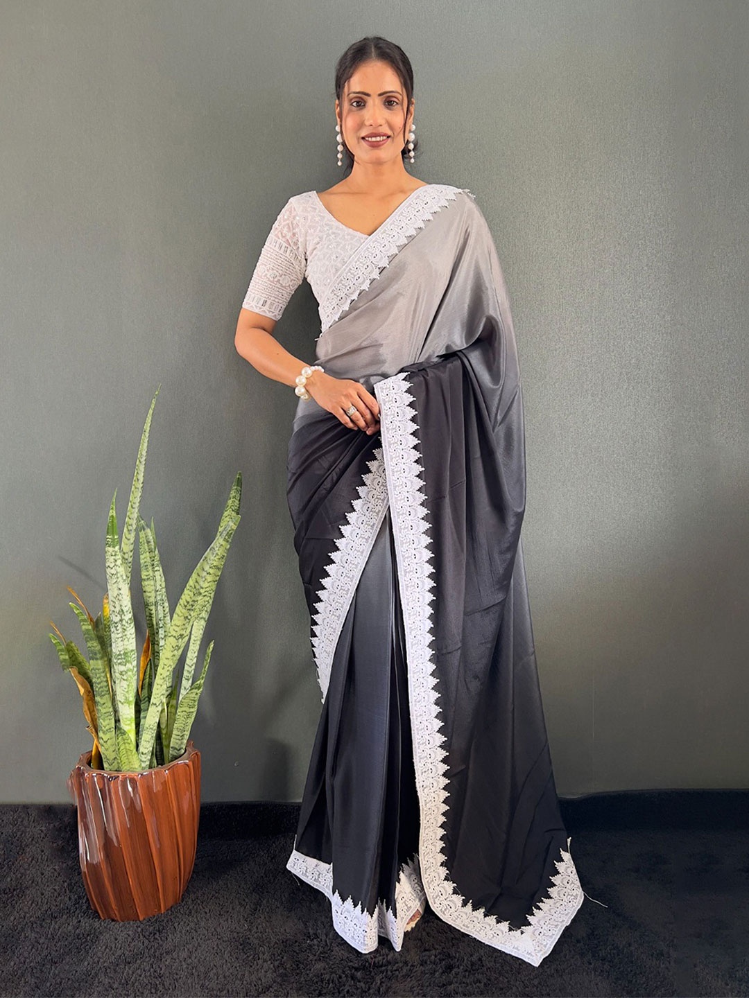 

Anouk Ombre Poly Chiffon Saree, Black