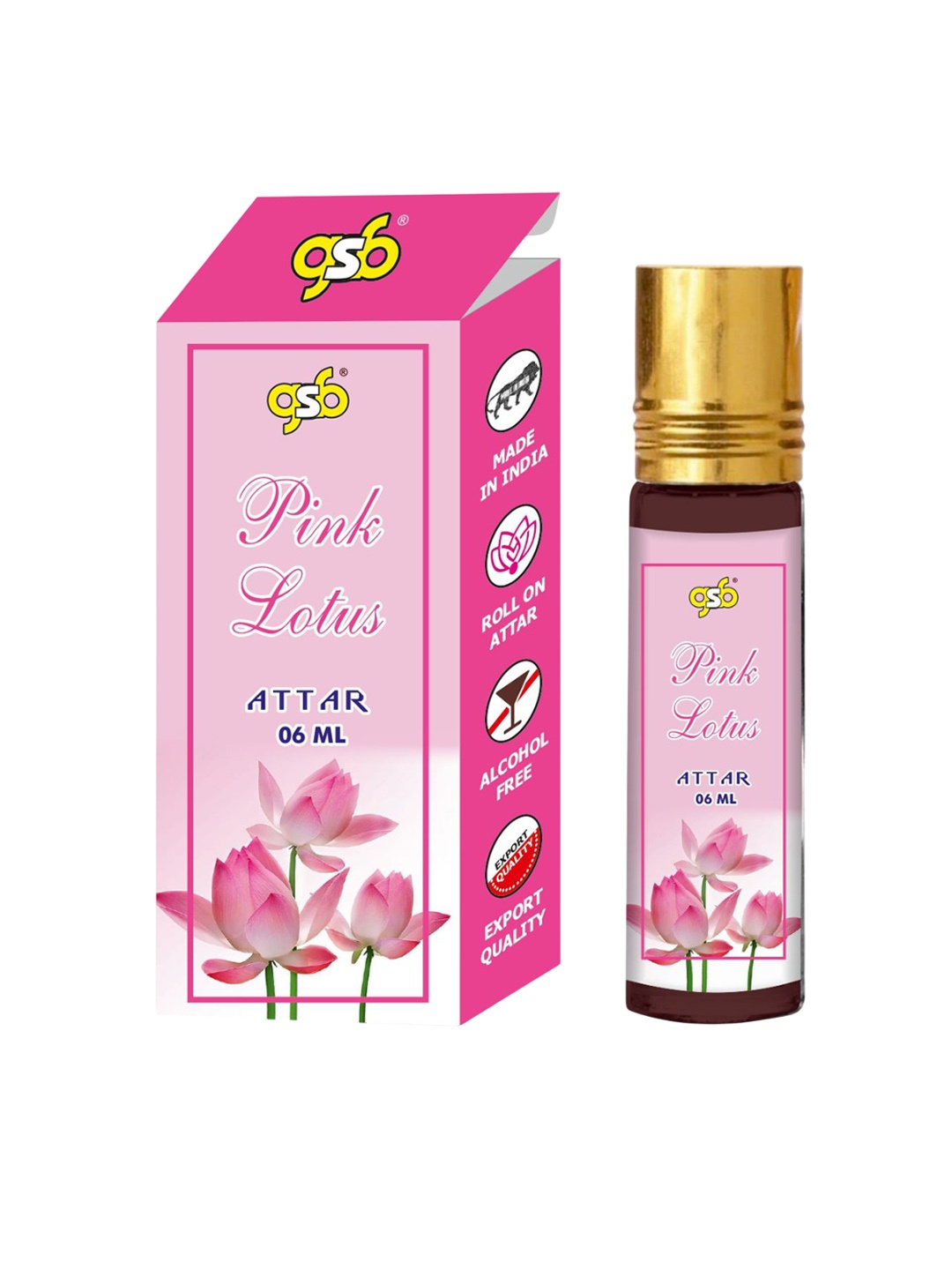 

GSB Pink Lotus Alcohol Free Long Lasting Roll On Attar - 6 ml, Brown