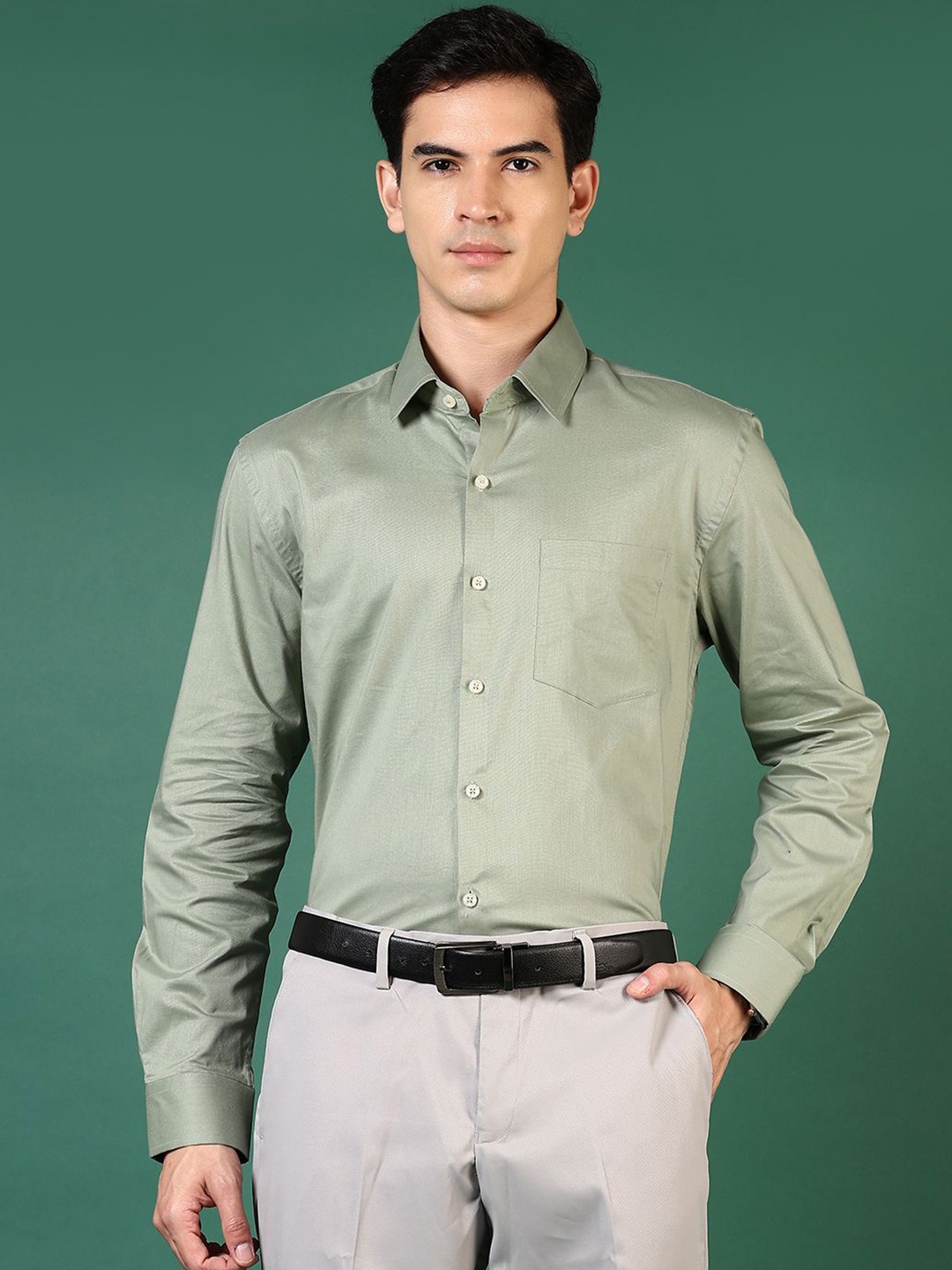 

J White by Vmart Men Opaque Formal Shirt, Green