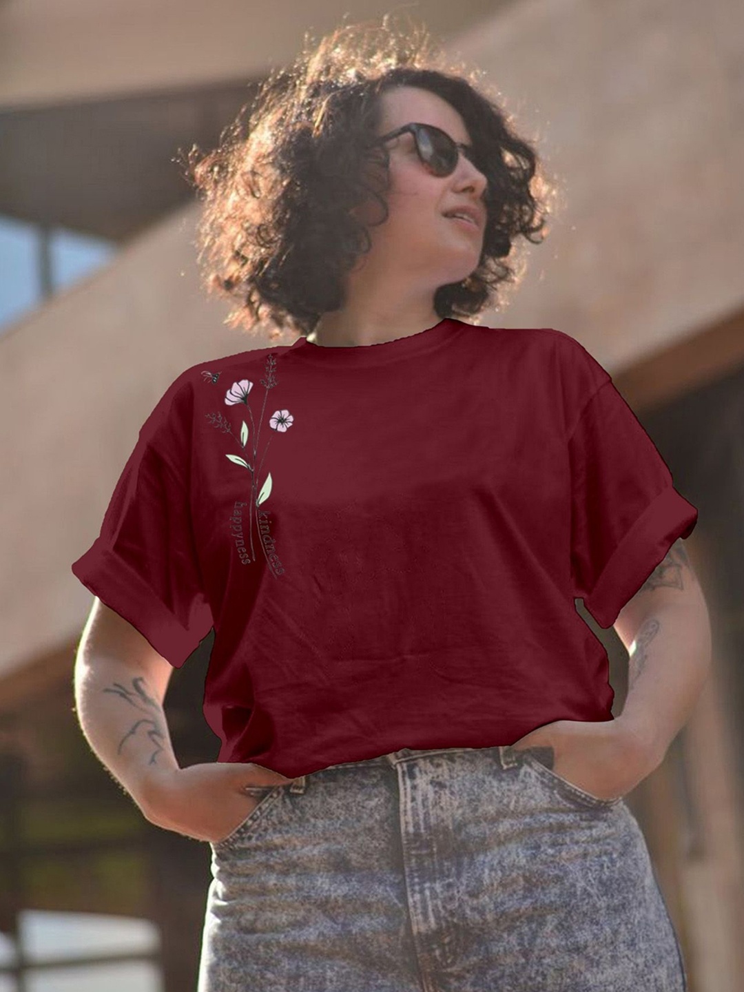 

Moda Rapido Women Printed T-shirt, Maroon