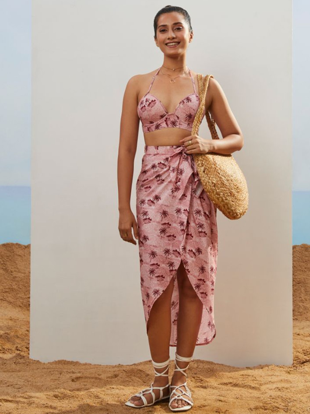 

CMGE Tropical Printed Effortless Ready-To-Wear Casual Sarong, Pink