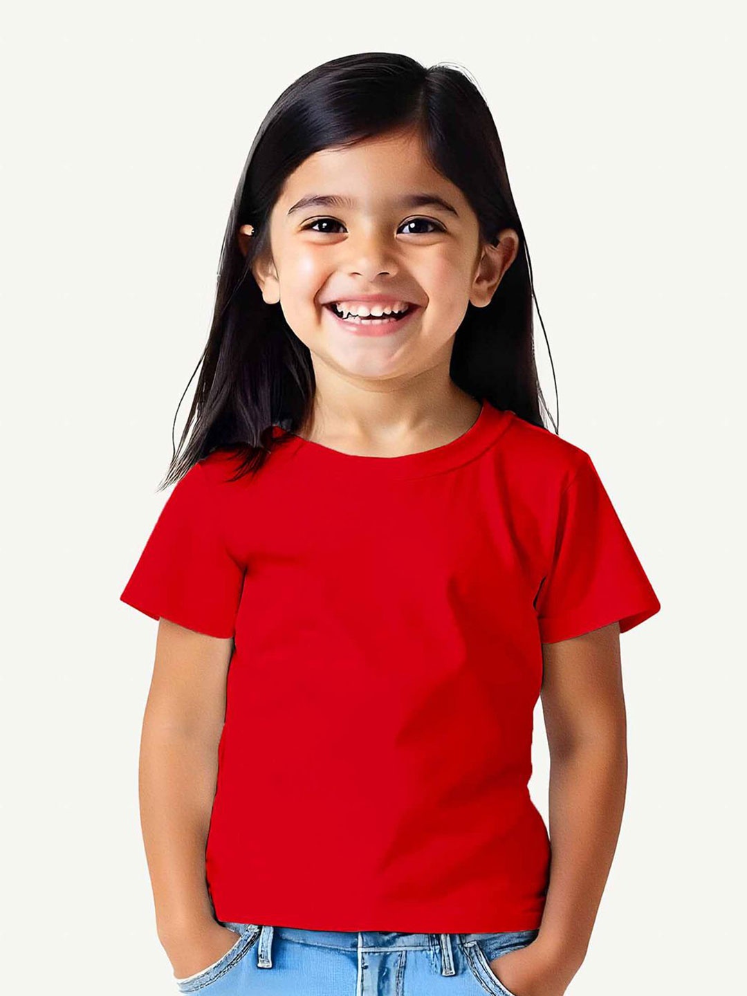 

Guugly Wuugly Girls Round Neck Cotton Tshirts, Red