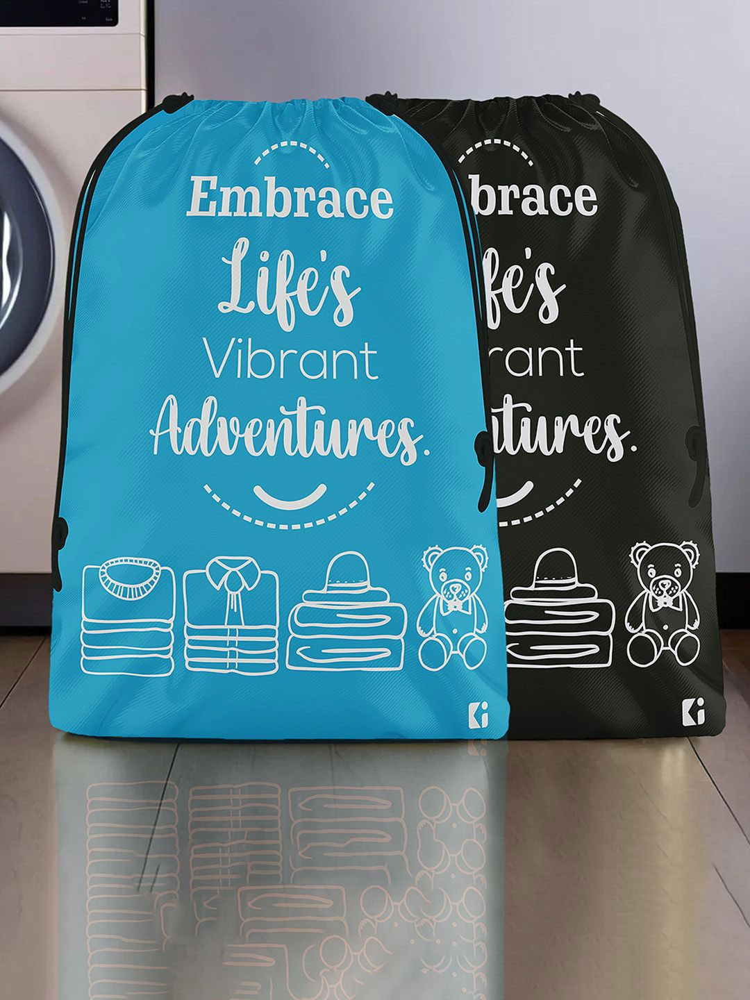 

Kuber Industries Blue & Black 2 Pieces Regular Cloth Travel Organisers