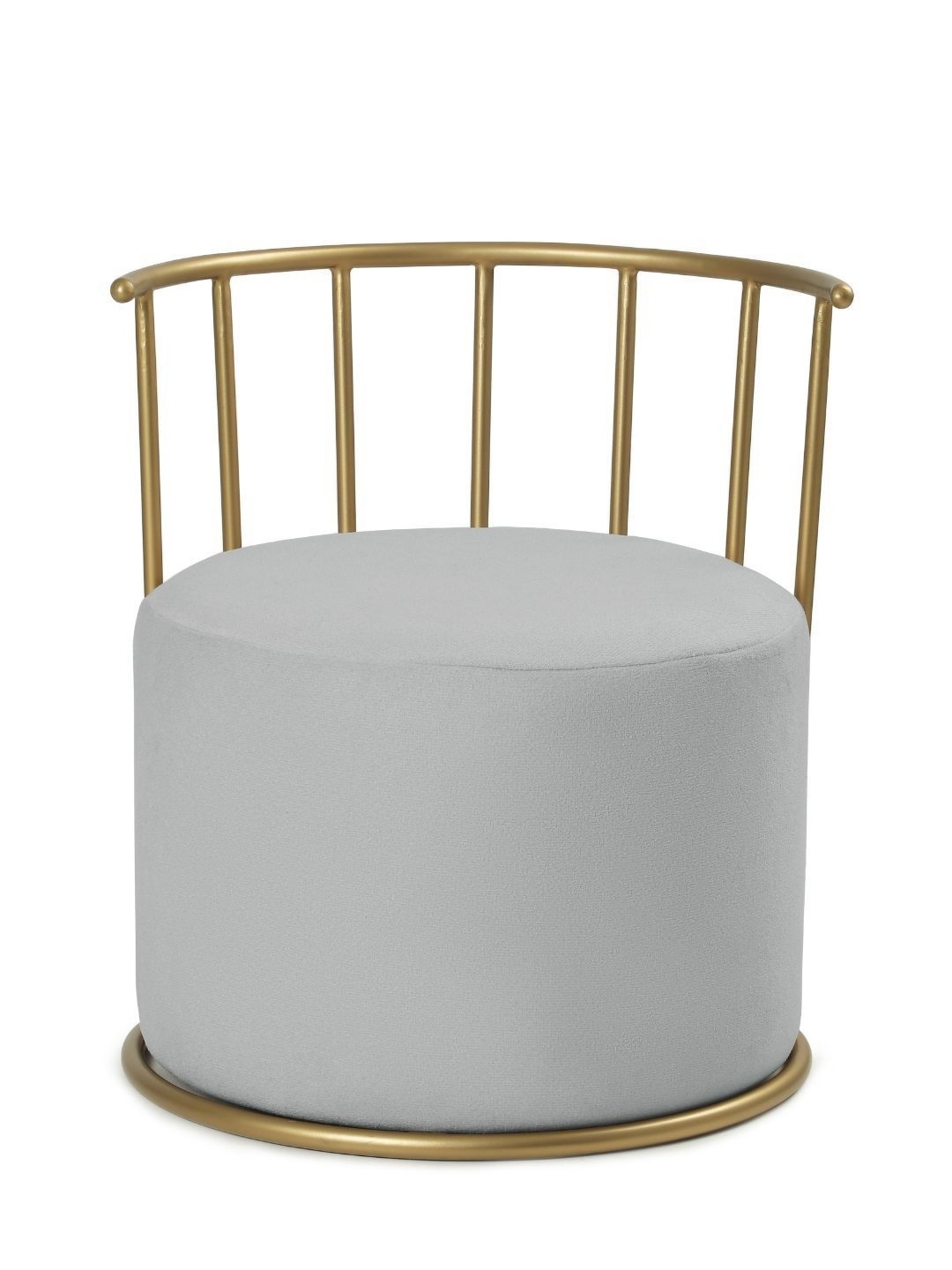 

Blck Homes Roman Pouffe Grey Cotton & Metal Cylindrical Without Storage Ottoman