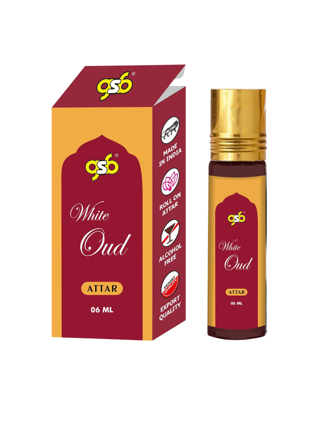 

GSB White Oud Alcohol Free Long Lasting Roll On Attar - 6 ml, Brown