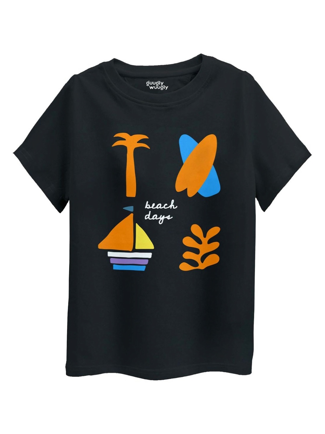 

Guugly Wuugly Boys Graphic Printed Round Neck Cotton T-shirt, Black