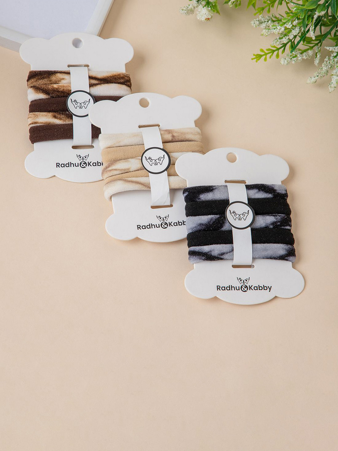 

Radhu & Kabby 15Pcs Printed Ponytail Holders, Black