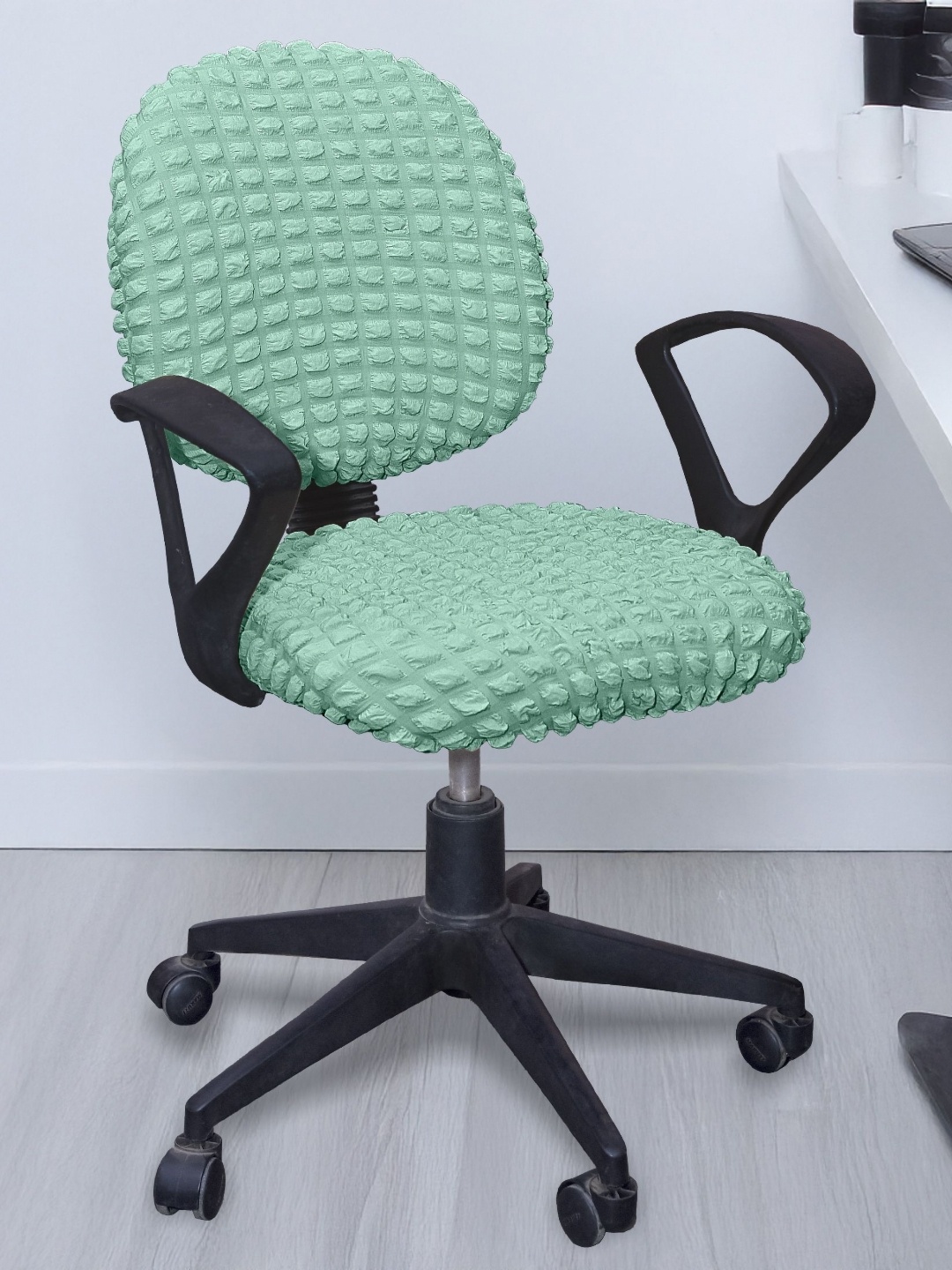 

Cortina Set Of 2 Teal Bubble Stretchable Office Chair Cover