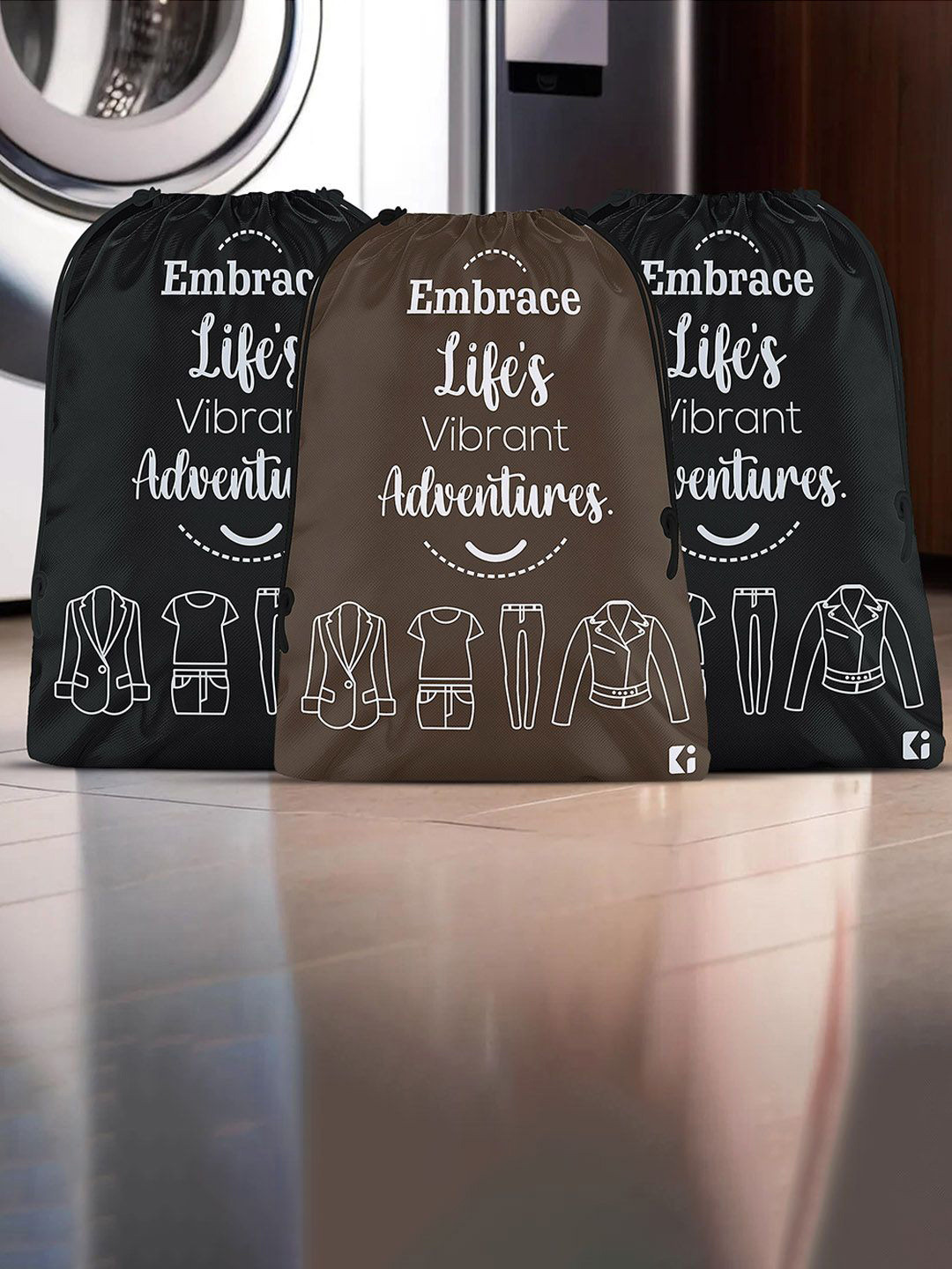 

Kuber Industries Brown & Black 3 Pieces Regular Multi-Utility Organisers