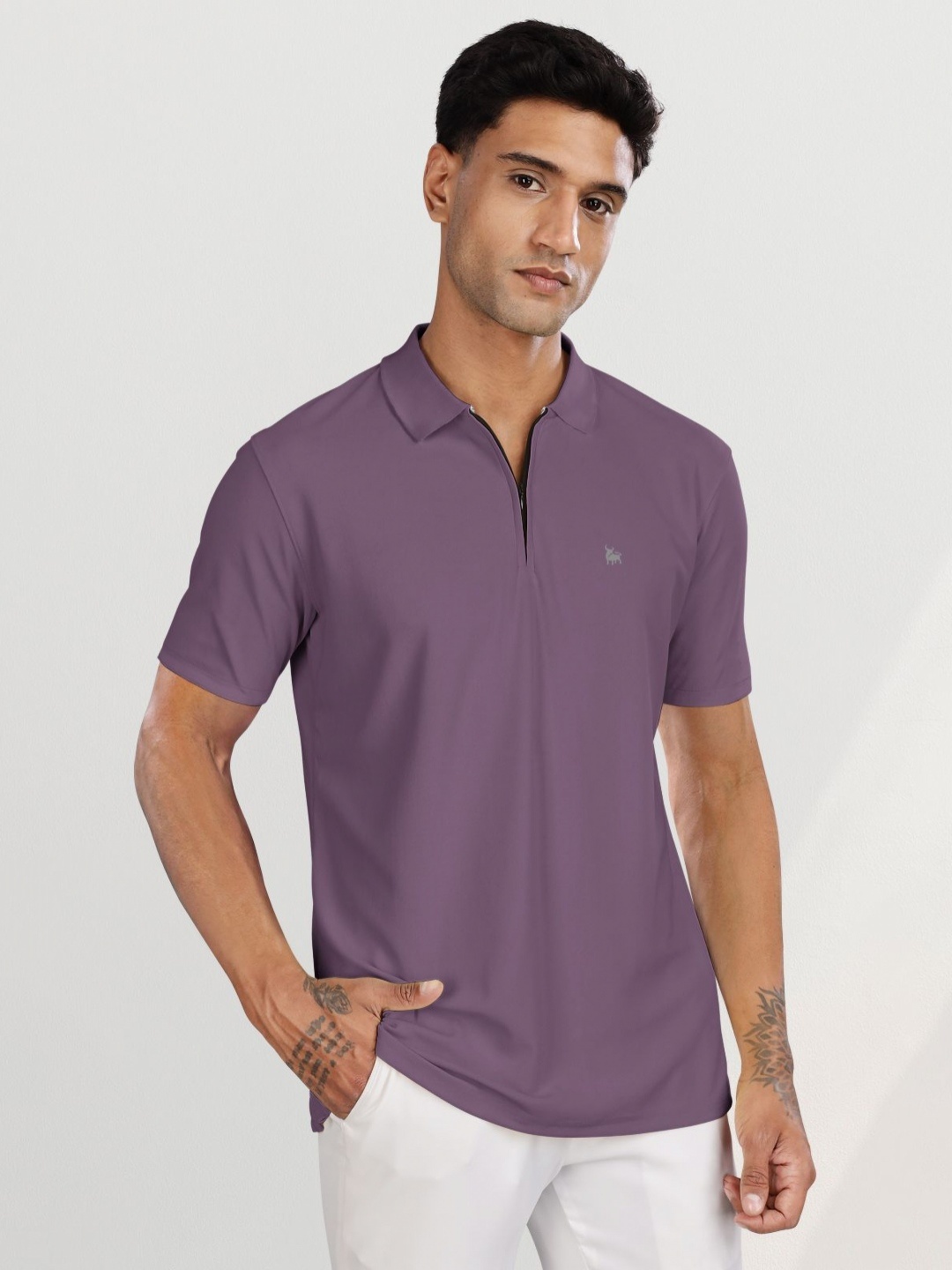 

BULLMER Men Polo Collar T-shirt, Purple