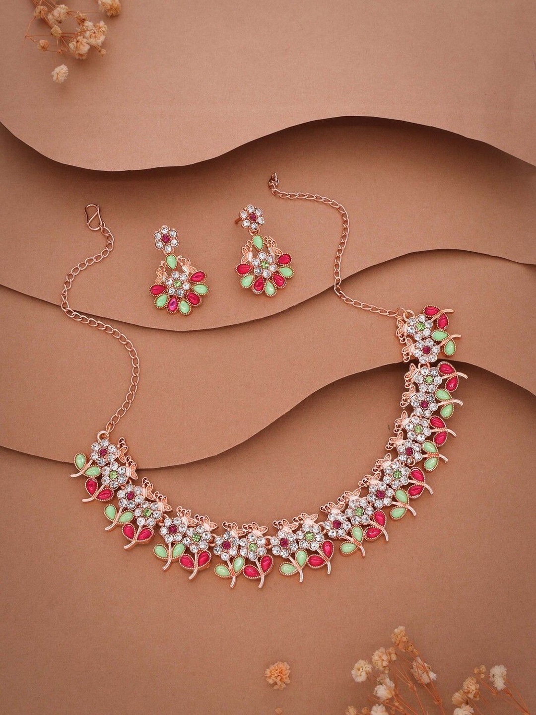 

Lyriss Gold-Plated American Diamond Studded Necklace and Earrings