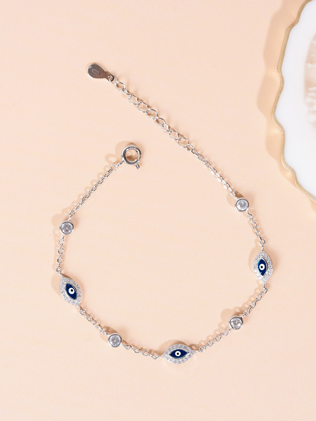 

GLYTERS Women Sterling Silver Rhodium-Plated Link Bracelet
