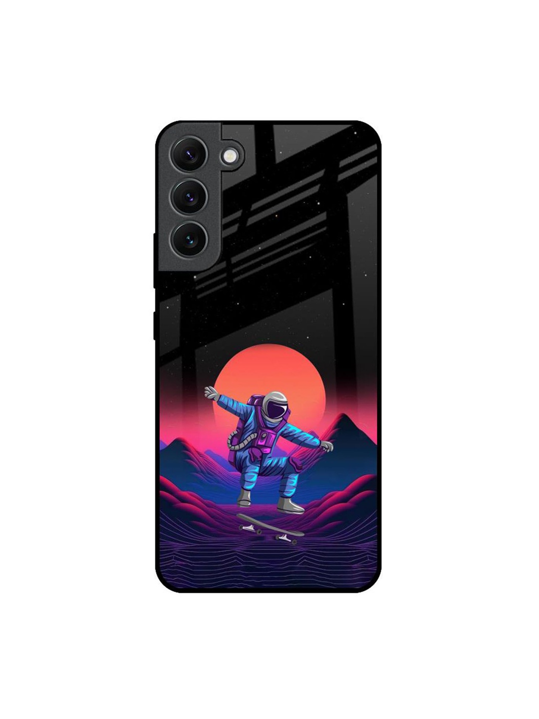 

QRIOH Retro Astronaut Printed Samsung Galaxy S22 Plus Back Case, Black