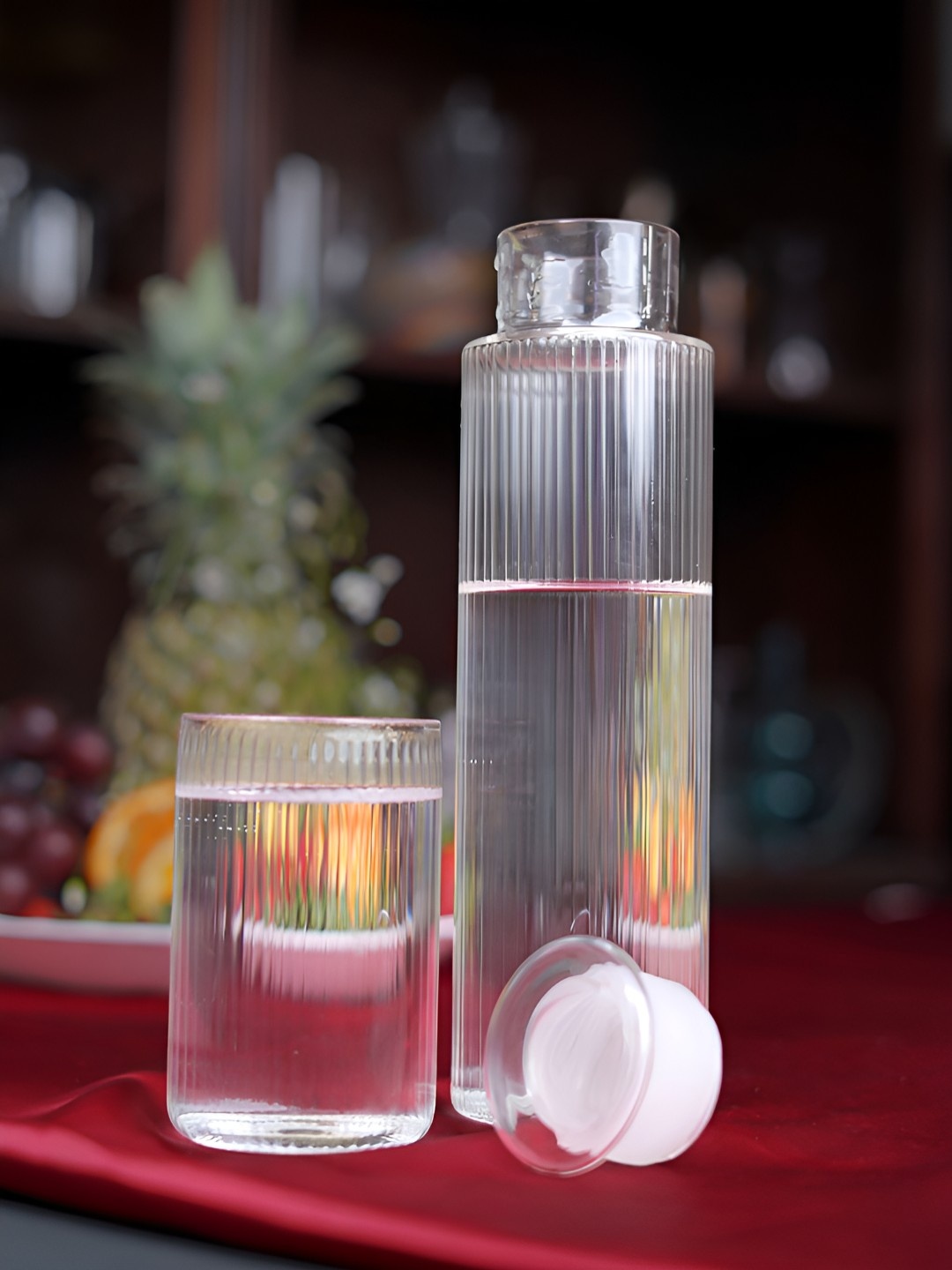 

Aura Transparent Borosilicate Bottle With 2 Ribbed Glasses