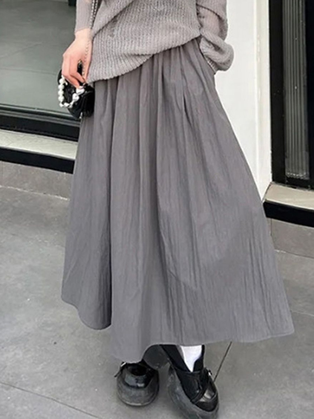 

DressBerry Flared Maxi Skirt, Grey